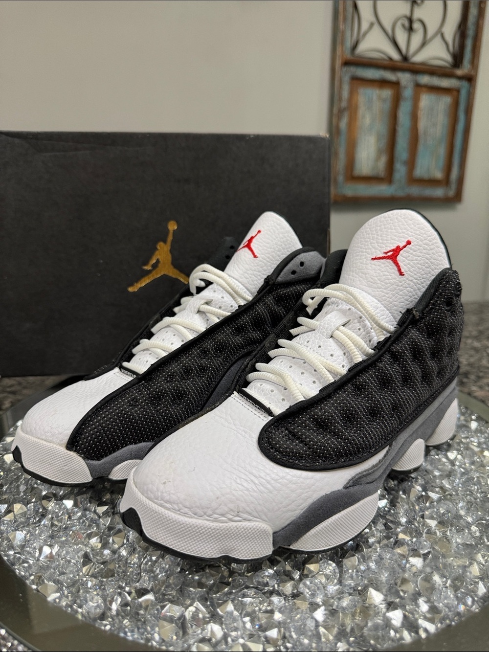 Jordan 13 Low White Black with Red Jumpman EXCELLENT condition 6Y